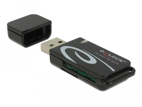 Delock Mini USB 2.0 kortelių skaitytuvas su SD ir Micro SD lizdais