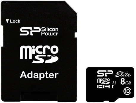 Silicon Power Elite 8GB microSDHC UHS-I 8GB GB, Micro SDHC, Flash memory class Class 10, SD