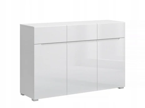 Komoda Yolk 3D3S, blizgi balta