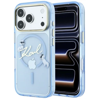 Karl Lagerfeld Script Logo MagSafe Case for iPhone 18 Pro / 17 Pro Light Blue