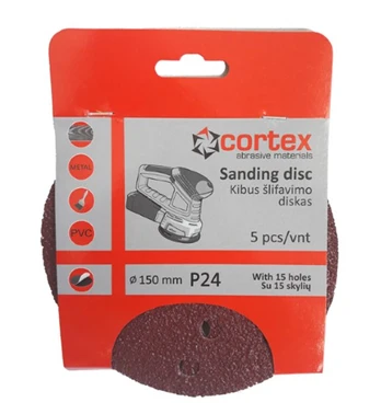 Šlifavimo diskas CORTEX, P24, 150 mm, 15 skylių, 5 vnt.
