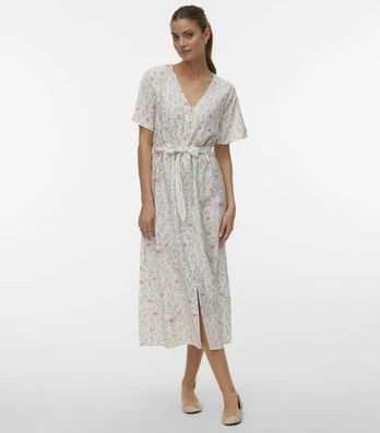 Vero Moda moteriška suknelė 10347684*01, baltas/rožinis