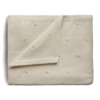 Mushie megztas pledas Pointelle – Ivory