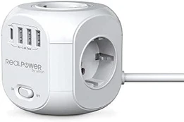 RealPower Steckdosenwürfel PowerBox 431 + 3xUSB-A / 1xUSB-C