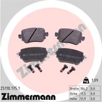 Stabdžių trinkelių rinkinys, diskinis stabdys ZIMMERMANN 25110.175.1