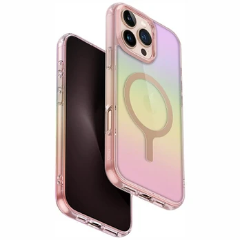 Dėklas Case UNIQ Iridescia for iPhone 16 Pro Max Magclick Charging pink prism