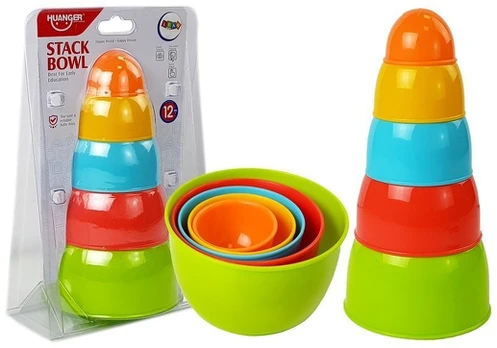 Lavinimo žaislas Huanger Stack Bowl, įvairių spalvų, 5 vnt.