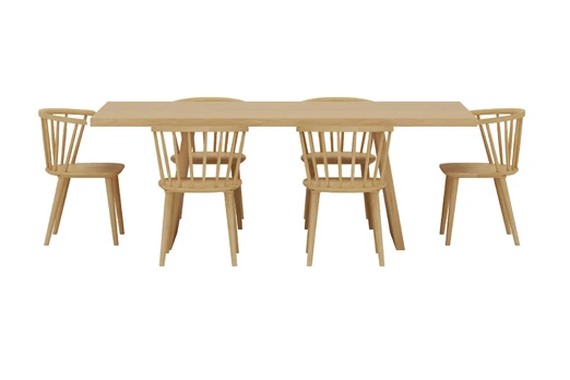Logga Table - Nature with 6 Bobby Chair - Nature