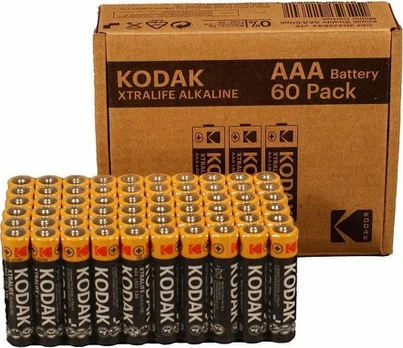 Kodak XTRALIFE AAA LR3 alkaline batteries, 60-pack
