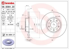Stabdžių diskas BREMBO 08.9364.21 kaina