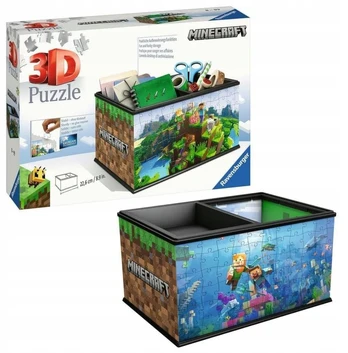 Ravensburger puzzle 3d 108 el skrynelė minecraft dėlionė
