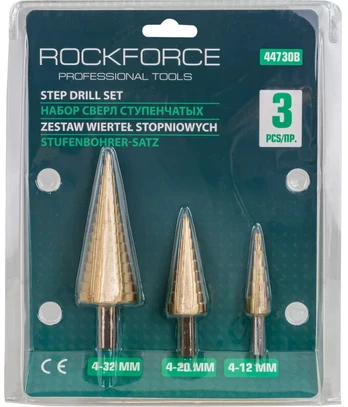 Grąžtas Rockforce Drill Step Drill Set 3 vnt.