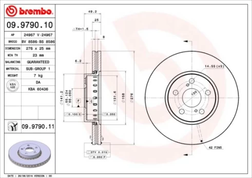 Stabdžių diskas BREMBO 09.9790.11
