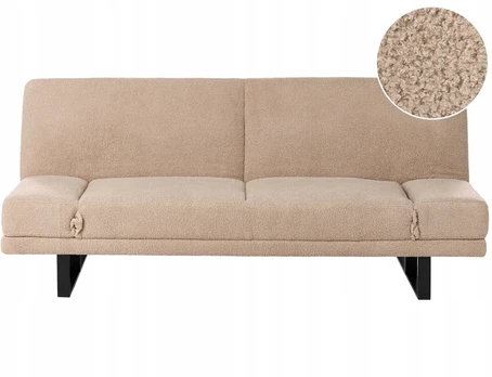 Beliani Išskleidžiama dvivietė sofa „YORK Boucle“ smėlio spalvos
