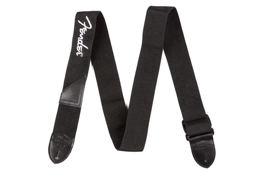 Gitaros diržas Fender baltas logo poly strap, juodas