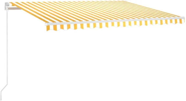 Markizė su LED/vėjo jutikliu, geltona/balta, 450x300cm