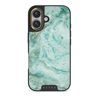 Uluwatu Waves - Teal iPhone 16 Plus Case, Elite Dark (MagSafe) / Gold