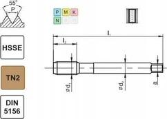 Fanar Sriegiklis G 1/8" DIN-5156B HSSE TIN 800X