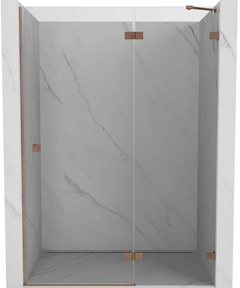 Dušo durys Mexen Lunar, dešininės 130 cm, transparent/brushed copper