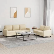 Sofa Sofos komplektas su pagalvėlėmis, 2 dalių, kreminis, audinys kaina