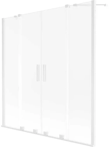 Vonios sienelė Mexen Velar Duo, 160 x 150 cm, Baltas/matinis stiklas