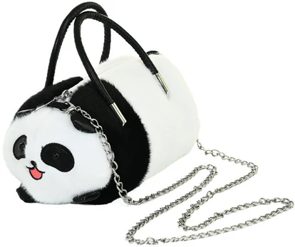 Vaikiška pliušinė rankinė Panda, 20 cm, juoda/balta