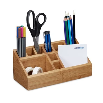 Rašymo priemonių organizatorius 10x23x10 cm., šviesiai rudos spalvos