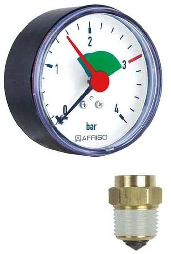 Afriso manometrs 1/4", 80mm 0-4bar horiz.