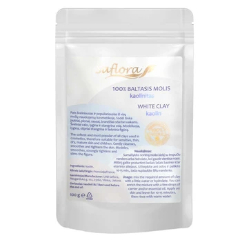 Saflora Baltasis molis 100% grynas kaolinitas 100 g