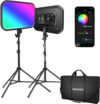 Neewer 2 Pack RGB168 18.3 Inch LED Panel Video Light