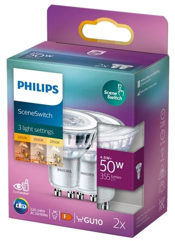 Philips LED prožektorius 50W PAR16 GU10 x2 2700/2500/2200K 355lm 15000h
