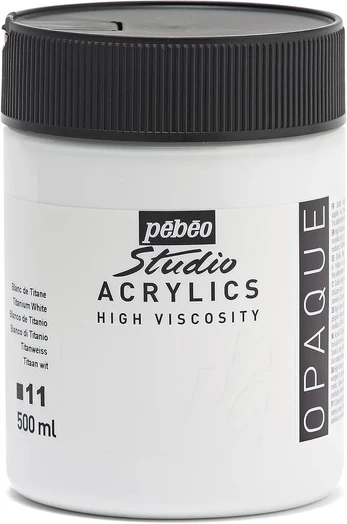 Pebeo Studio akriliniai dažai, 500 ml, Titanium Baltas