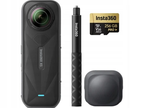 Kamera 360° Insta360 X5 Explorer Bundle, 8K UHD, 72 Mpx, juoda