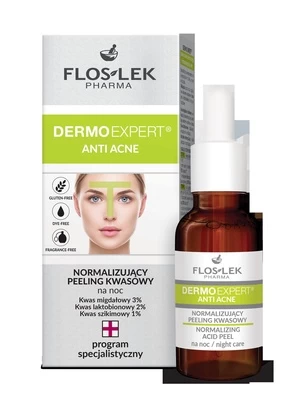 FLOSLEK Pharma Dermo Expert Anti Acne Night normalizuojantis rūgštinis pilingas 30ml