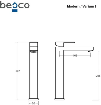 Praustuvo maišytuvas Besco Modern / Varium I, Juodas matt