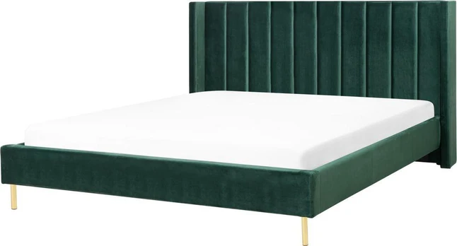Beliani Velvet lova 160 x 200 cm žalia VILLETTE