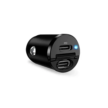 Car charger Puro Mini 2xUSB-C 30W, Black