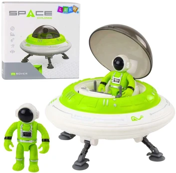 Kosminis erdvėlaivis su astronauto figūrėle ir efektais, žalias