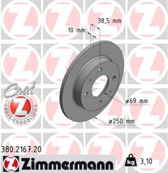 Stabdžių diskas ZIMMERMANN 380.2167.20