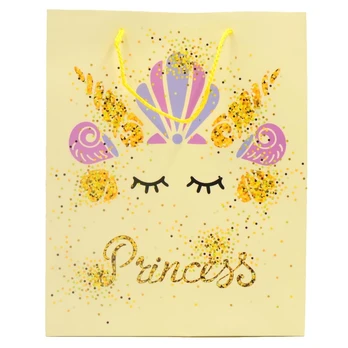 Dovanų maišelis su princese, 32 x 26 cm : Spalva - Geltona