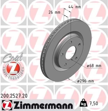 Stabdžių diskas ZIMMERMANN 200.2527.20