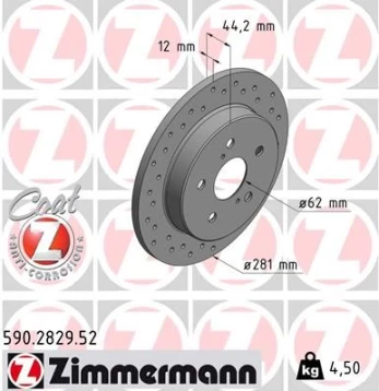 Stabdžių diskas ZIMMERMANN 590.2829.52