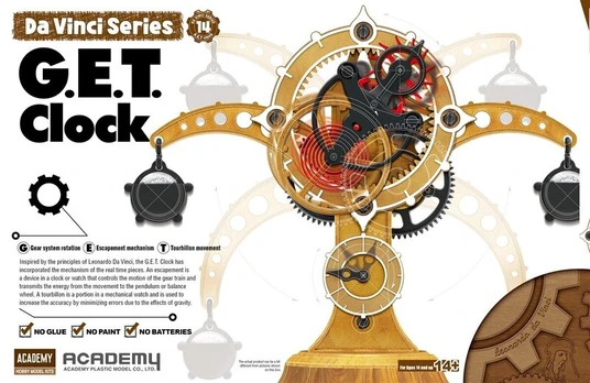 Klijuojamas Modelis Academy 18185 G.E.T. Clock Leonardo Da Vinci