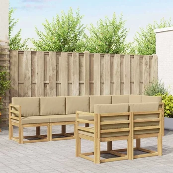 Lauko sofos komplektas 8 pcs Balta ir kreminė Poliesteris