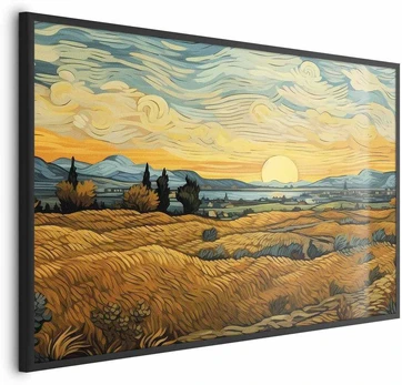 Artgeist Plakatas - Impressionistic fields - painted golden landscape with fields of grain