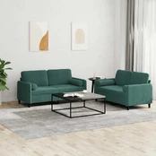 Sofa Sofos komplektas su pagalvėmis, 2 dalių, žalias, aksomas kaina