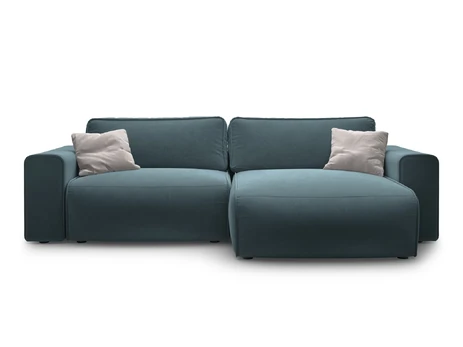 Velvet Right Corner Sofa With Bed Function And Box, "Victor", 3 Seats, 246x148x83, Grey