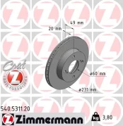 Stabdžių diskas ZIMMERMANN 540.5311.20 kaina