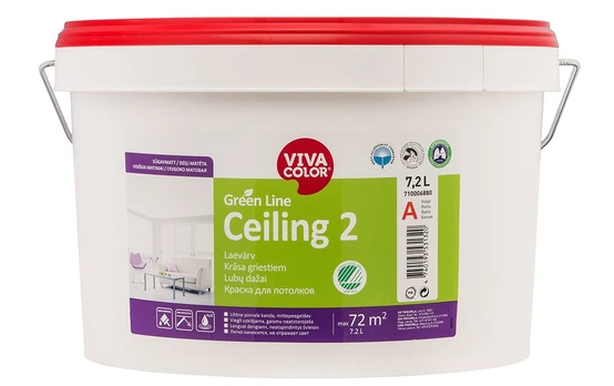 Dažai Vivacolor Green Line Ceiling, balta, 2.7 l