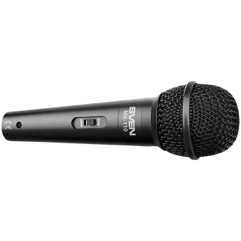 Microphone SVEN MK-110 (wired, dynamic, metal, cable 4.0m, 6.3 / 3.5 mm jack, black)